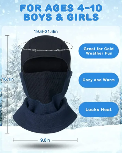 Miniatura 8 de Pasamontañas con forro para casco para niños, máscara de esquí para niños y niñas, forro polar para invierno, sombrero de nieve para clima frío