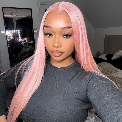 Miniatura 8 de Peluca de encaje frontal con rayas de zorrillo BrownBomb, peluca de encaje frontal precosida lista para usar, pelucas de encaje frontal sintéticas