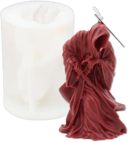 Tone Fun Moldes de silicona con forma de muerte 3D de 5.91 x 4.13 pulgadas para hacer velas, resina, velas de aromaterapia, jabón de cera hecho a