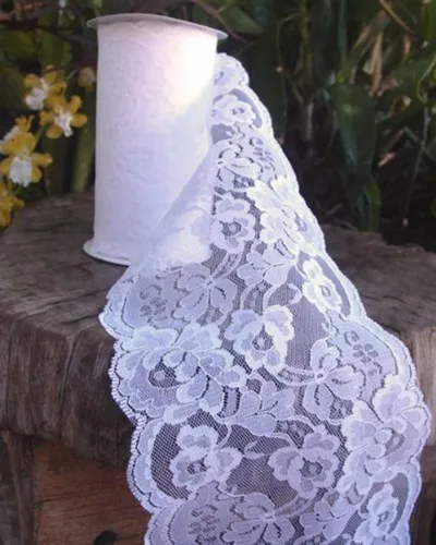 AK TRADING CO. Cinta de encaje floral blanca de 5.5 pulgadas x 10 yardas, ribete vintage ancho y suave para decoración, manualidades y diseño floral