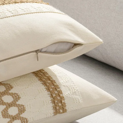 Miniatura 5 de MIULEE Fundas de almohada lumbares decorativas bohemias, cojín de algodón retro, tejidas de macramé para decoración del hogar para cama, sofá, neutro