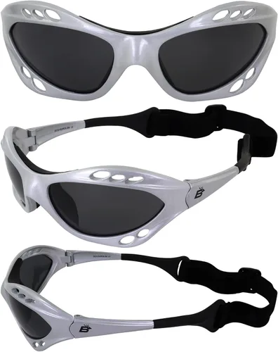 Miniatura 2 de Birdz Gafas de sol Seahawk polarizadas para moto acuática, gafas deportivas de kite-boarding, surf, kayak, 2 pares de marcos negros y plateados