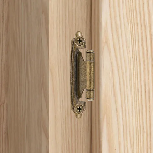 Miniatura 3 de 4 Pack (2 Pares) Bisagras de cierre automático de latón antiguo para puerta de gabinete de cocina, 1/2" de superposición (variable) Bisagras