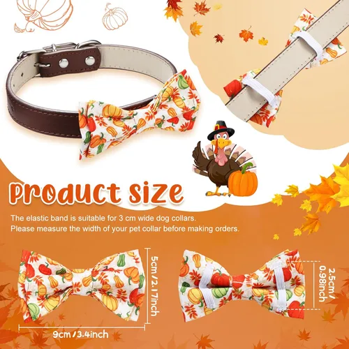 Miniatura 3 de Paterr 50 piezas de collar de Acción de Gracias para perro, accesorios de collar de perro de otoño para perros, lazos con bandas elásticas, dijes