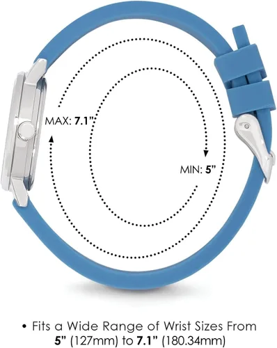 Miniatura 3 de Speidel Reloj de pulsera pequeño para mujeres. Fácil de leer, carátula pequeña, manecillas luminosas, correa de silicona, segundero, hora militar