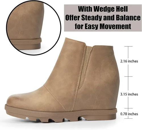 Miniatura 2 de Athlefit - Botines para mujer con tacón de cuña escondido para mujer, botas al tobillo