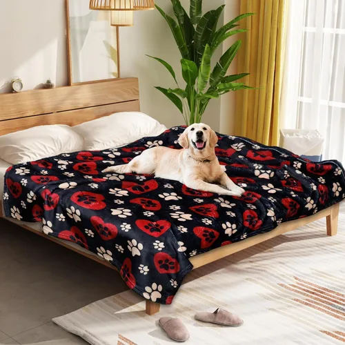Miniatura 21 de Manta Suave para Perros para Perros Grandes - Manta Mullida para Mascotas para Gatos y Cachorros, Manta Reversible con Diseño de Huellas de Pata gris