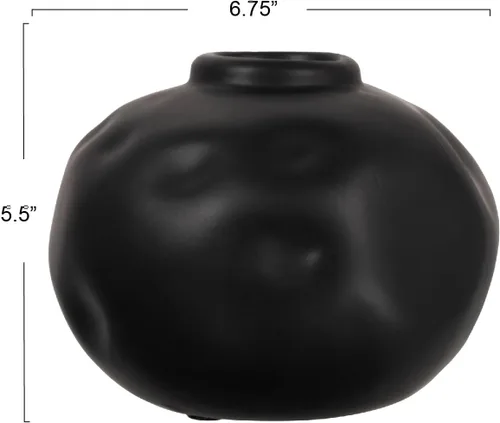 Miniatura 2 de Creative Co-Op Jarrón de terracota con forma orgánica pellizcada, negro mate
