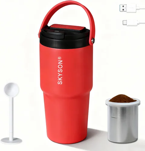 Miniatura 13 de Taza de café portátil para viajes, mini máquina de café expreso, taza térmica de 20 onzas con tapa, filtro eléctrico de extracción rápida, vaso