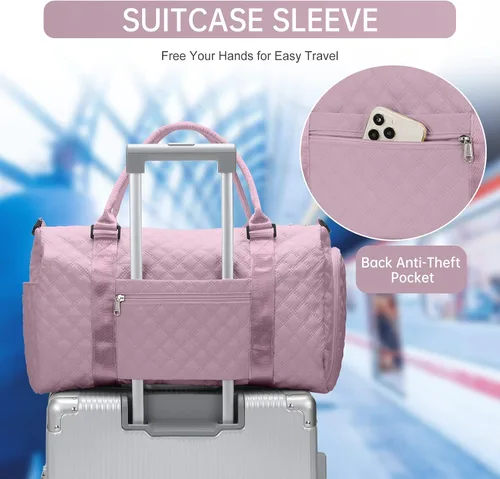 Miniatura 6 de Bolsa de viaje de fin de semana para mujeres y hombres, bolsa de transporte para la noche, bolsa de hospital, bolsa de gimnasio con compartimento