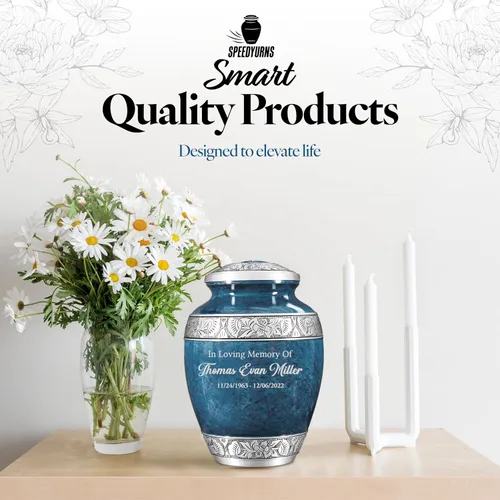 Miniatura 5 de Urna de cremación personalizada para cenizas humanas adultas, nombre grabado personalizado, conmemorativo funerario grande hecho a mano con diseño