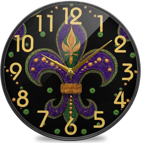 Miniatura 16 de Naanle Reloj de pared redondo con estampado de bandera de la policía estadounidense envejecida, reloj de escritorio analógico silencioso de cuarzo