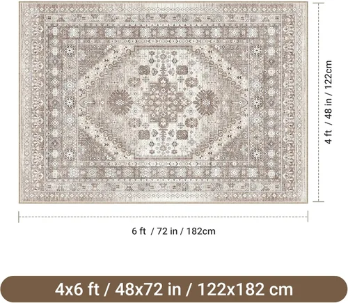 Miniatura 2 de befbee Alfombras de 4 x 6 pies para sala de estar y dormitorio, alfombra antideslizante lavable, alfombras de área ligeras resistentes a manchas