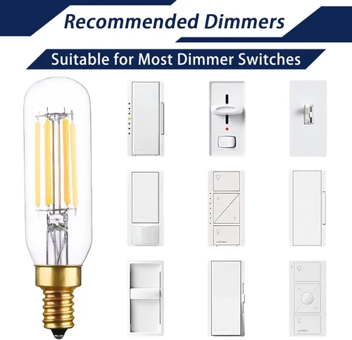 Miniatura 3 de CREATE BRIGHT Bombilla LED regulable E12 equivalente a 80 W, candelabro pequeño, clásico, T6 T25, bombillas para ventilador de techo, luz diurna