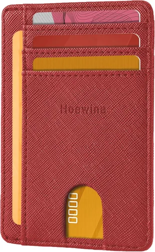 Miniatura 24 de Hoewina Cartera delgada para hombre, bolsillo frontal minimalista con bloqueo RFID, billetera de cuero delgada para tarjetas de viaje, regalos