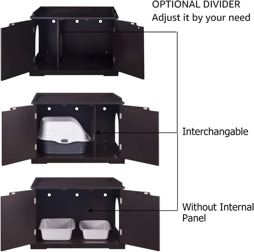Miniatura 4 de unipaws Muebles Gabinete para Caja de Arena de Gatos, Baño para Gatos, Cubierta de Caja de Arena Oculta, Gabinete para Gato Grande, Cajas de Arena