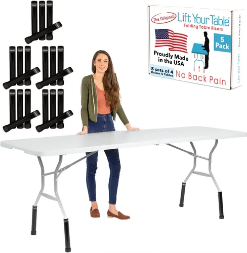 Miniatura 10 de Lift Your Table® Elevadores de mesa plegables, altura de barra (pie móvil), fabricados en los Estados Unidos, resistentes, resistentes, portátiles