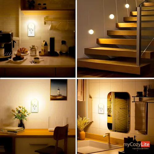 Miniatura 8 de Luz nocturna con sensor de movimiento, paquete de 2 luces nocturnas activadas por movimiento, encendido y apagado automático, tono cálido de 3200 K