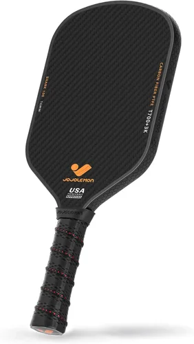 JOJOLEMON Paletas de pickleball, pala de fibra de carbono con un núcleo de polímero Shark Power de 0.63 pulgadas, las raquetas de pickleball Negro