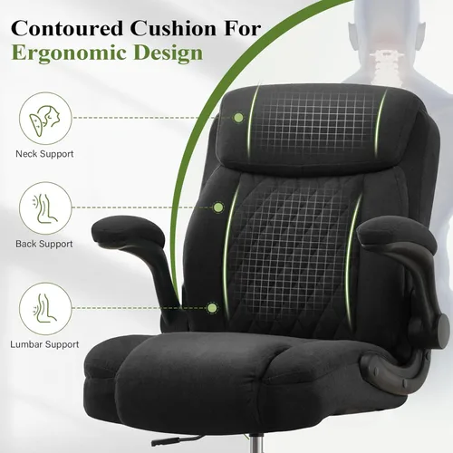 Miniatura 5 de Silla de dibujo alta para escritorio de pie, silla de escritorio alta ergonómica con anillo de pie ajustable, reposabrazos abatibles, soporte Negro