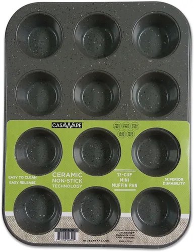 Miniatura 6 de casaWare Mini molde para magdalenas de 12 tazas con revestimiento de cerámica antiadherente (granito azul)