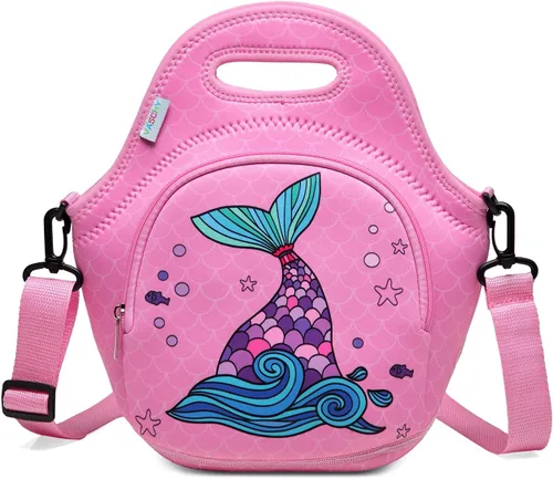 Miniatura 11 de VASCHY Bolsa de almuerzo para niños, bolsa de almuerzo ligera de neopreno aislada para niños, escuela, guardería, jardín de infantes, astronauta