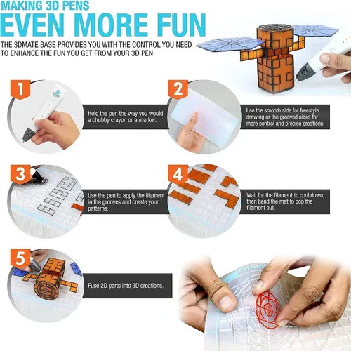 Miniatura 4 de 3Dmate Starter - Tapete transparente para bolígrafo 3D de 9 x 7 pulgadas con libro de plantillas compatibles, silicona flexible resistente al calor