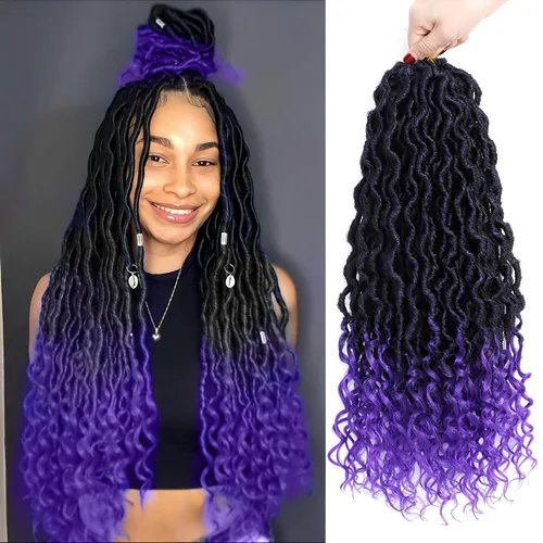 Miniatura 33 de Trenzas postizas Goddess, 6 paquetes de 18 pulgadas, cabello lacio, trenzado con ganchillo, para mujeres negras, trenzas postizas ombre con puntas