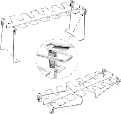 Miniatura 3 de Estante para patas y alas de pollo para horno ahumador, fácil de usar, 14 ranuras, estante para patas de pollo, soporte de ala de pollo de acero