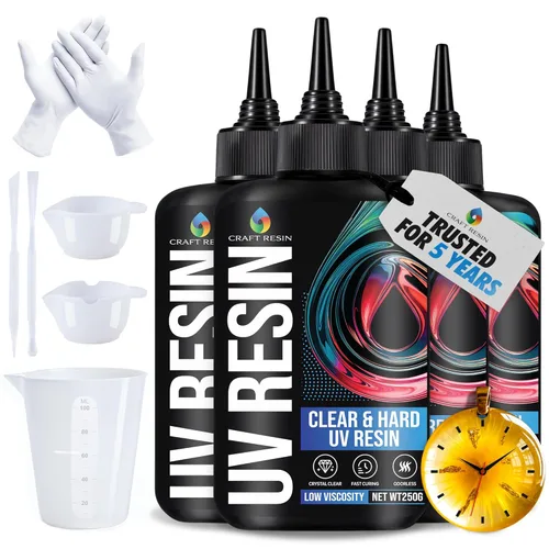 Miniatura 10 de CRAFT RESIN Kit de resina UV con luz, lámpara grande de 36 W, 22 LED y resina epoxi UV de baja viscosidad de 7.05 oz, transparente y sin