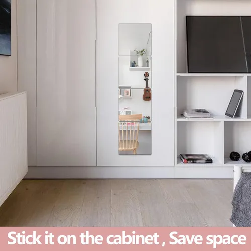 Miniatura 5 de Espejo de Pared Irrompible de Cuerpo Entero, Espejo Sobre la Puerta para Dormitorio, 4 Piezas de 10 pulgadas x 10 pulgadas Espejo Acrílico