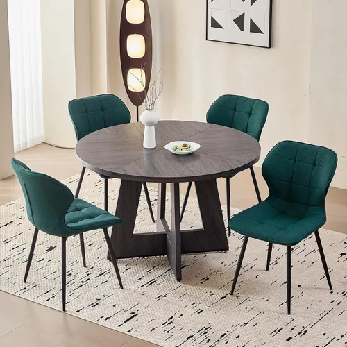 Juego de 4 sillas de comedor, tela resistente al agua, modernas sillas tapizadas para comedor y cocina con patas de metal, color verde (solo sillas)
