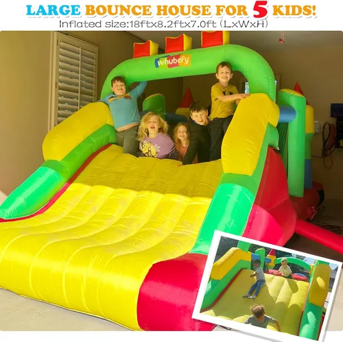 Miniatura 7 de Whubefy Casa de rebote grande inflable de 18x8.2 pies para niños grandes de 8 a 12 años, casa de obstáculos inflable con doble tobogán, túneles