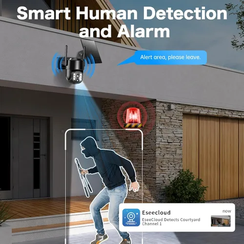 Miniatura 7 de Cámaras de seguridad solares inalámbricas para exteriores, cámaras de seguridad de 2K 4MP alimentadas por batería, cámara PTZ WiFi