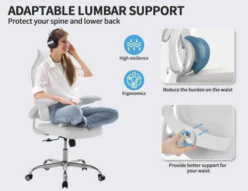 Miniatura 3 de TRALT Silla de Oficina Ergonómica - Silla de Escritorio con Respaldo Alto Ondulado Soporte Lumbar Ajustable Silla de Computadora - Sillas Gaming