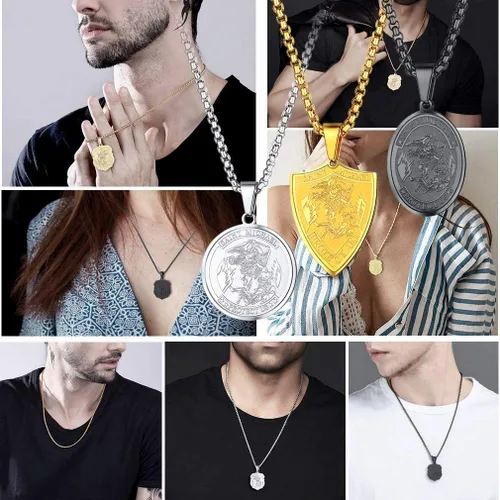 Miniatura 49 de U7 Saint Benedict/Michael Medal Necklace, 316L Stainless Steel Virgin Mary Necklace for Men Women, Bible Verse Protection Necklace Catholic