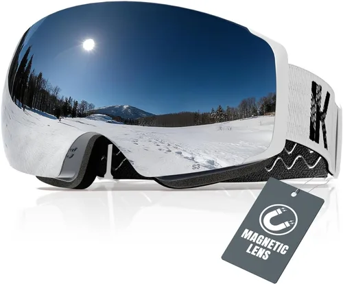 Miniatura 12 de Innerking Gafas de esquí intercambiables, gafas de nieve con lente magnética, gafas de snowboard antivaho OTG para mujeres, hombres, adultos