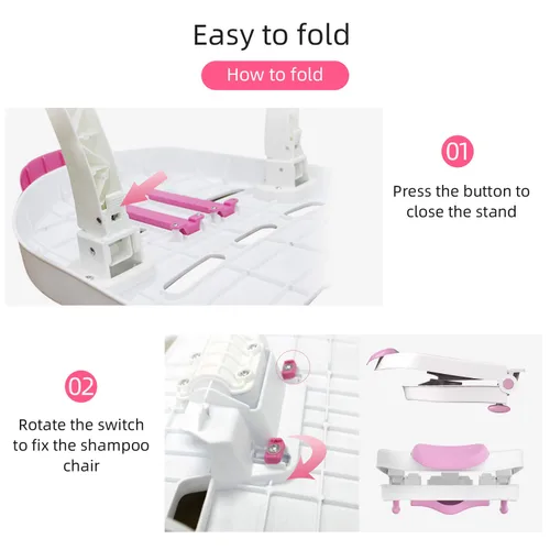 Miniatura 5 de Fedicelly Silla de champú para niños pequeños, asiento de baño para lavado de cabello para niños, silla de salón de enjuague de cabello para niños