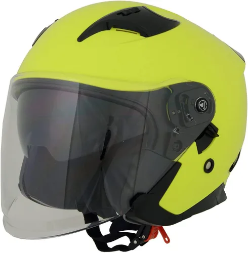 Miniatura 8 de Milwaukee Helmets MPH9823DOT 'Shift' - Casco de cara abierta 3/4 amarillo neón para hombres y mujeres con visera tintada desplegable