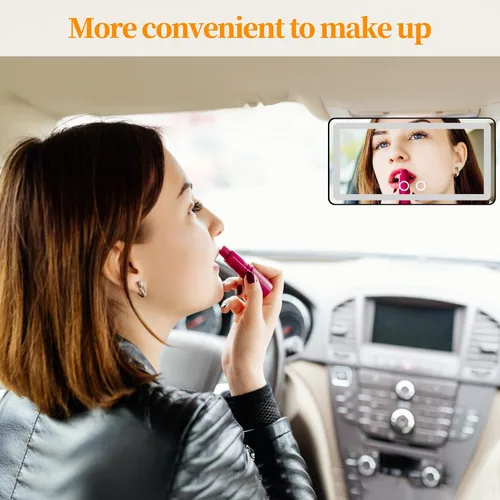 Miniatura 6 de Espejo de tocador para parabrisas del coche con luces, 2 piezas de accesorios de espejo de maquillaje recargable para coche, regalos de cumpleaños