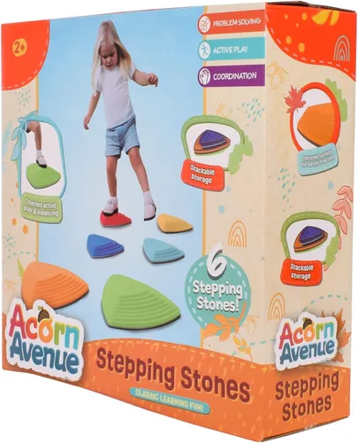Miniatura 7 de Piedras de equilibrio para niños (paquete de 6), antideslizantes, habilidades motoras gruesas y juego en interiores y exteriores, piedras de salto