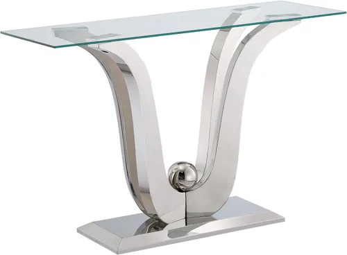 Miniatura 49 de Mesa de centro de cristal de lujo, mesa de centro de sofá de 47 pulgadas con marco de acero inoxidable dorado y parte superior de vidrio negro, mesa