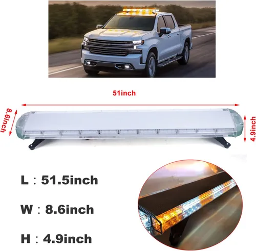 Miniatura 2 de Luz estroboscópica de emergencia de 51 pulgadas, 21 modos intermitentes, tira estroboscópica de 96 LED con interruptor de pantalla digital, barras