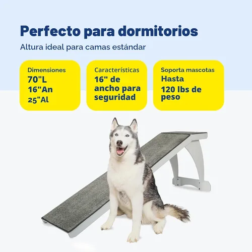 Miniatura 4 de PetSafe CozyUp Rampa de Cama - Apoya la Espalda y Articulaciones de las Mascotas - Superficie de Alfombra de Alta Tracción - Madera Grado Mueble