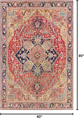 Miniatura 2 de Livabliss Alfons Medallion Alfombra oriental, 5 x 7 pies 6 pulgadas, rojo/dorado Oro rojo
