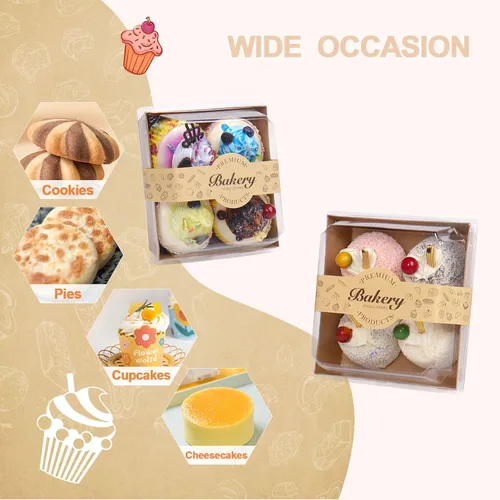 Miniatura 3 de Paquete de 100 Cajas de Charcutería con Tapas Transparentes y Seguras, 5.3x4.9x2.5 Pulgadas, Cajas Desechables Cuadradas Marrone para Sándwiches