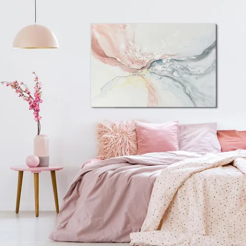 Miniatura 4 de Lienzo abstracto rosa para pared, pintura al óleo pintada a mano en rosa y gris, arte moderno con forma de flujo de agua para dormitorio, sala
