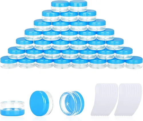 Miniatura 19 de 50 recipientes de muestra de 0.11 oz, frascos vacíos de 0.11 onzas líquidas con tapas, pequeños recipientes para cosméticos, mini tarros de muestra