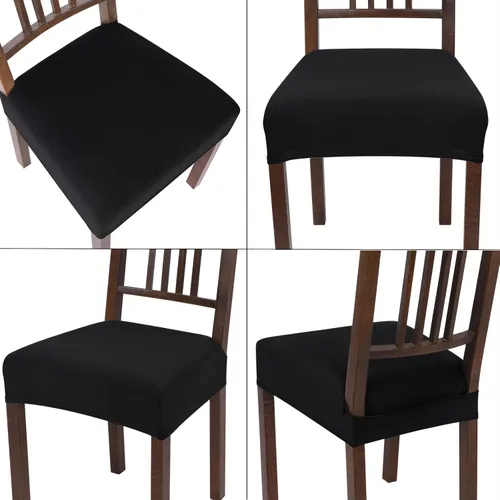 Miniatura 7 de SearchI - Juego de 4 fundas elásticas de asiento, suaves, extraíbles y lavables, para sillas de comedor, fundas protectoras de asiento de comedor