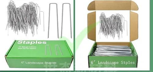 Miniatura 5 de Estacas galvanizadas de promoción para paisaje, resistentes, grapas de tierra para barrera de malezas, riego, cercas, lona, grapas de jardín